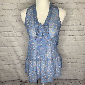 Eyeshadow Bicycle sleeveless semi sheer top with neck tie